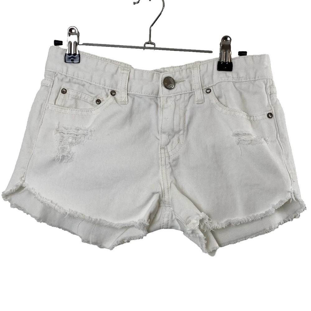 Free People White Denim Distressed Jean Shorts -  24